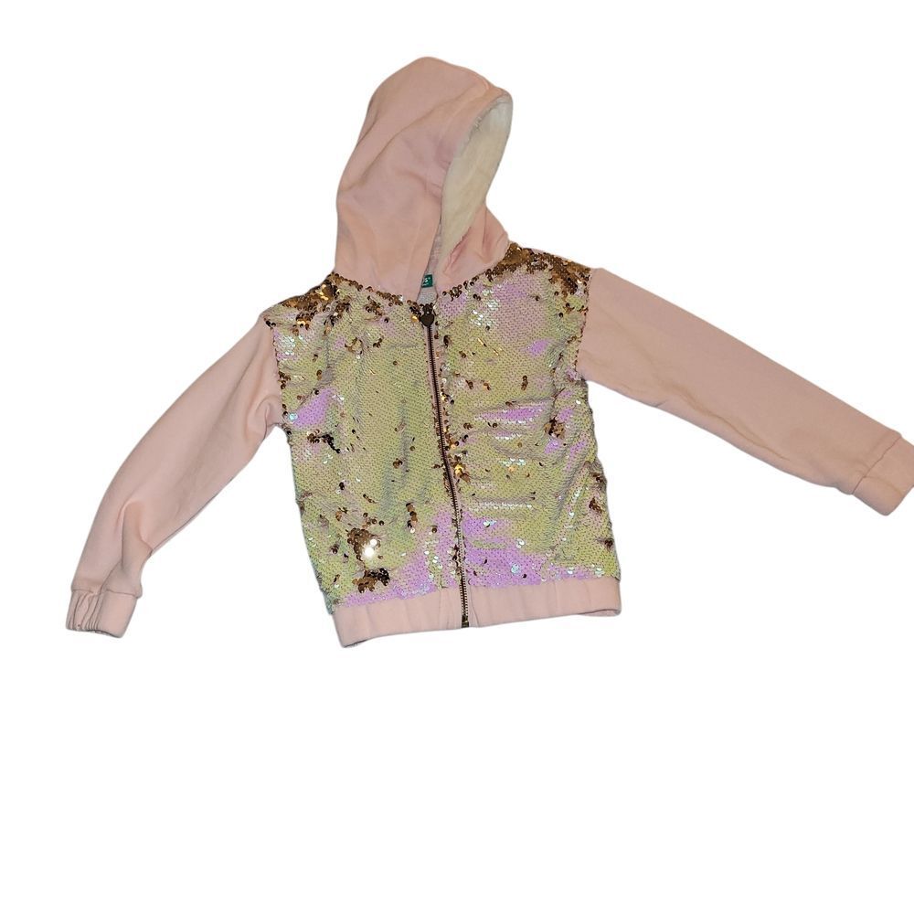Sparkling Sequin Kids Hoodie in Pink and Gold
